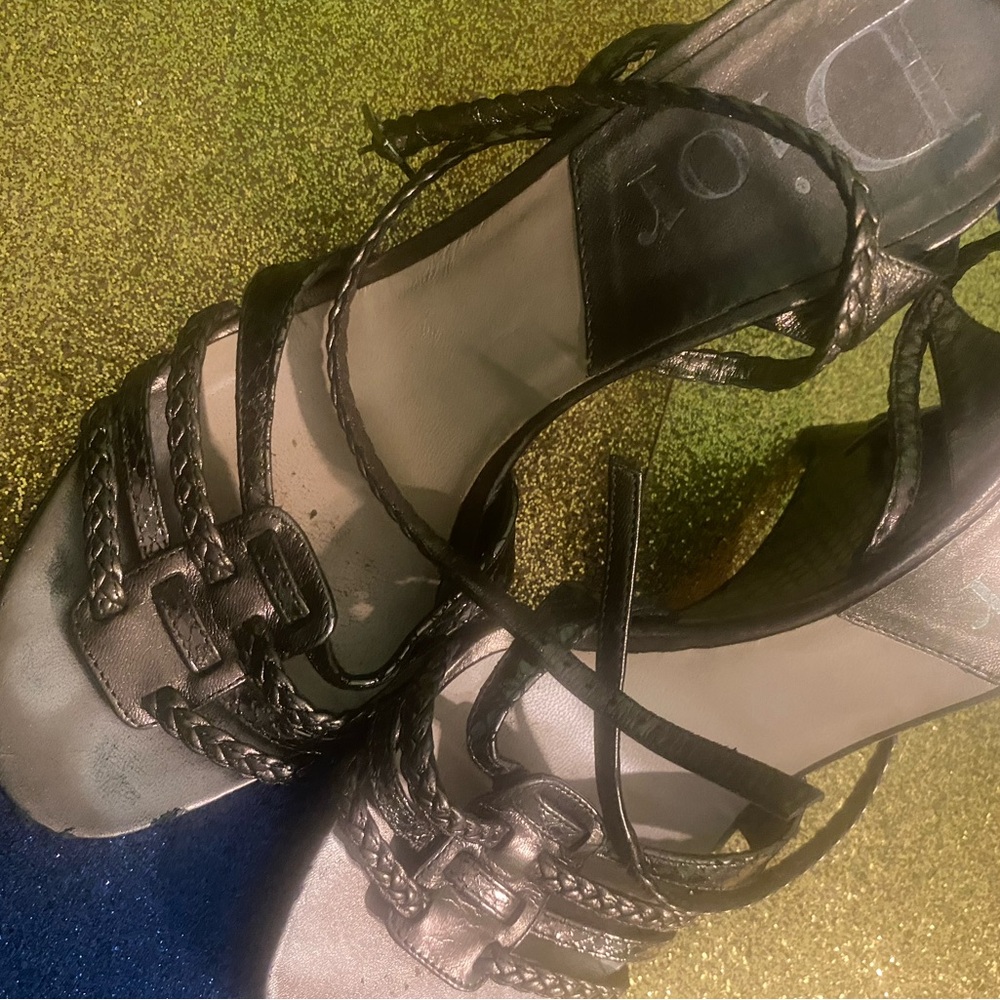 DIOR METALLIC GREY-PEWTER BRAIDED LEATHER WEDGE VNTG 7 ELEGANT LUX Shoes $ FIRM - Picture 3 of 11